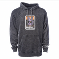 Acid Wash Black Pastel. Crest Logo Hoody