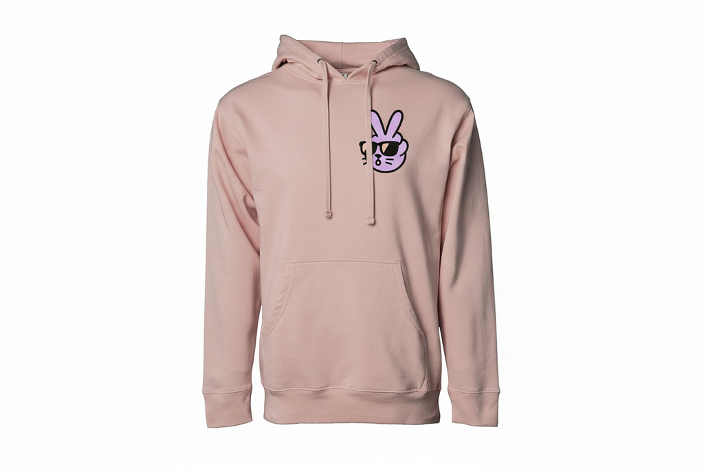 Pastel Dusty Rose Peace Bunny Hoody
