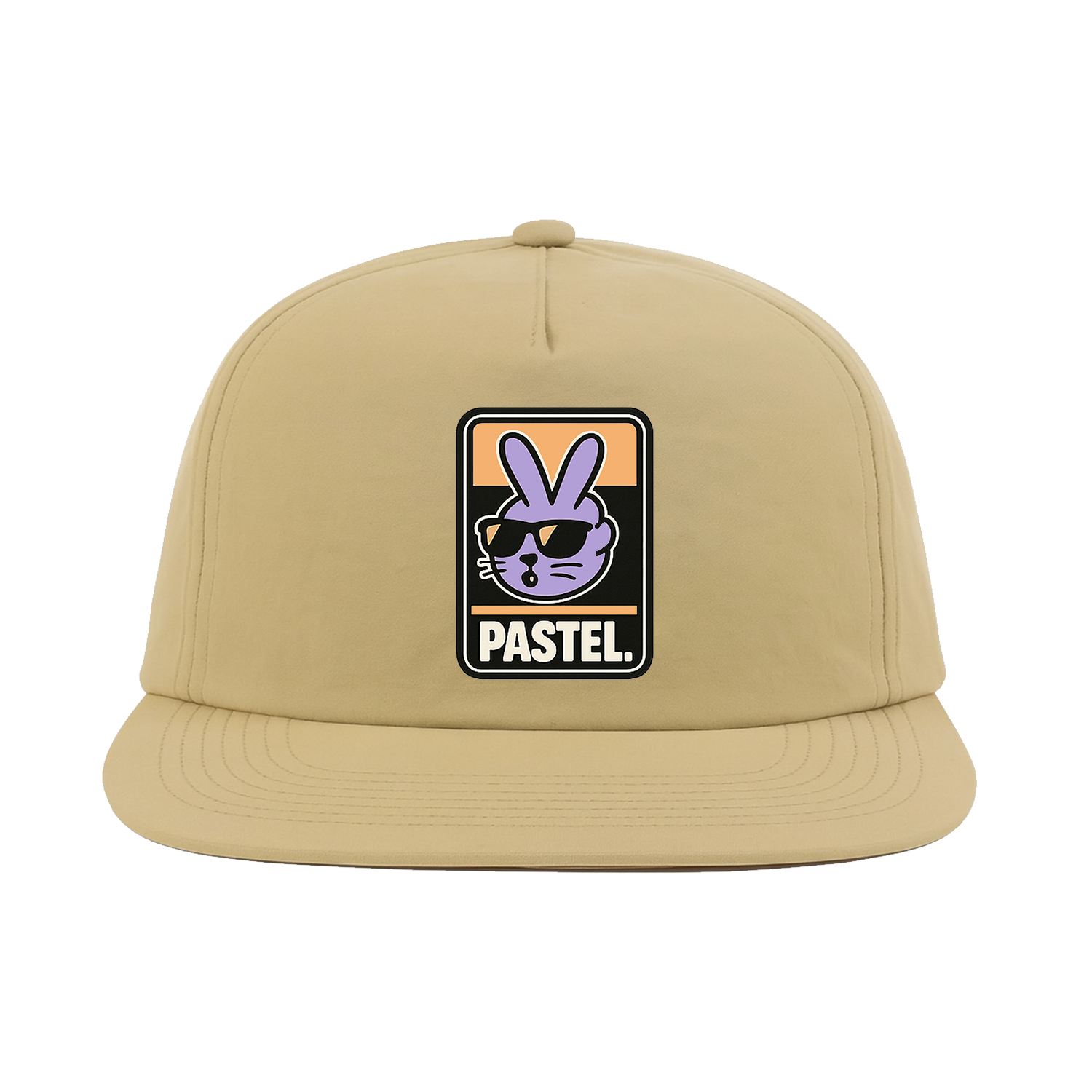 Pastel. Nylon Beach Hat (Lavender/Black/Tan)