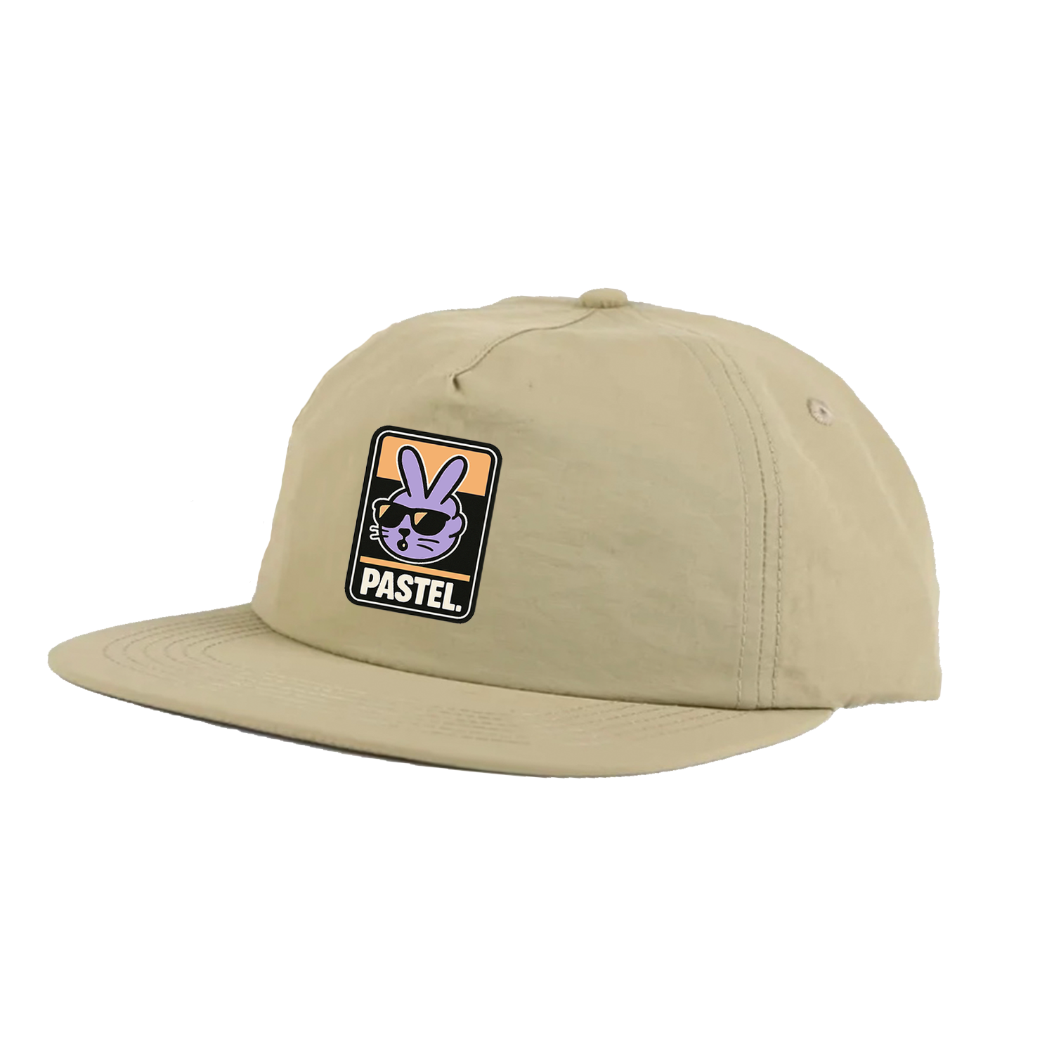 Pastel. Nylon Beach Hat (Lavender/Black/Tan)