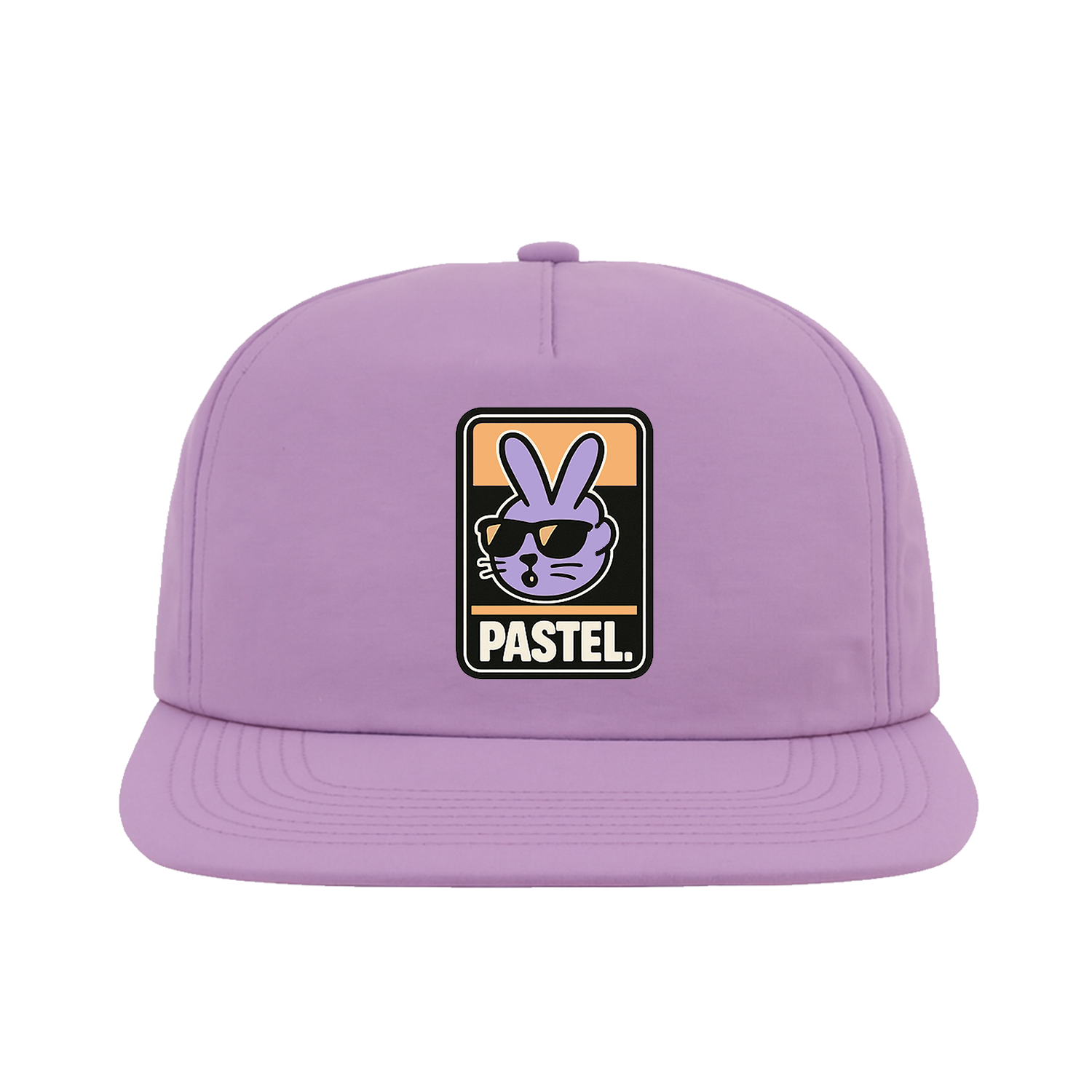 Pastel. Nylon Beach Hat (Lavender/Black/Tan)