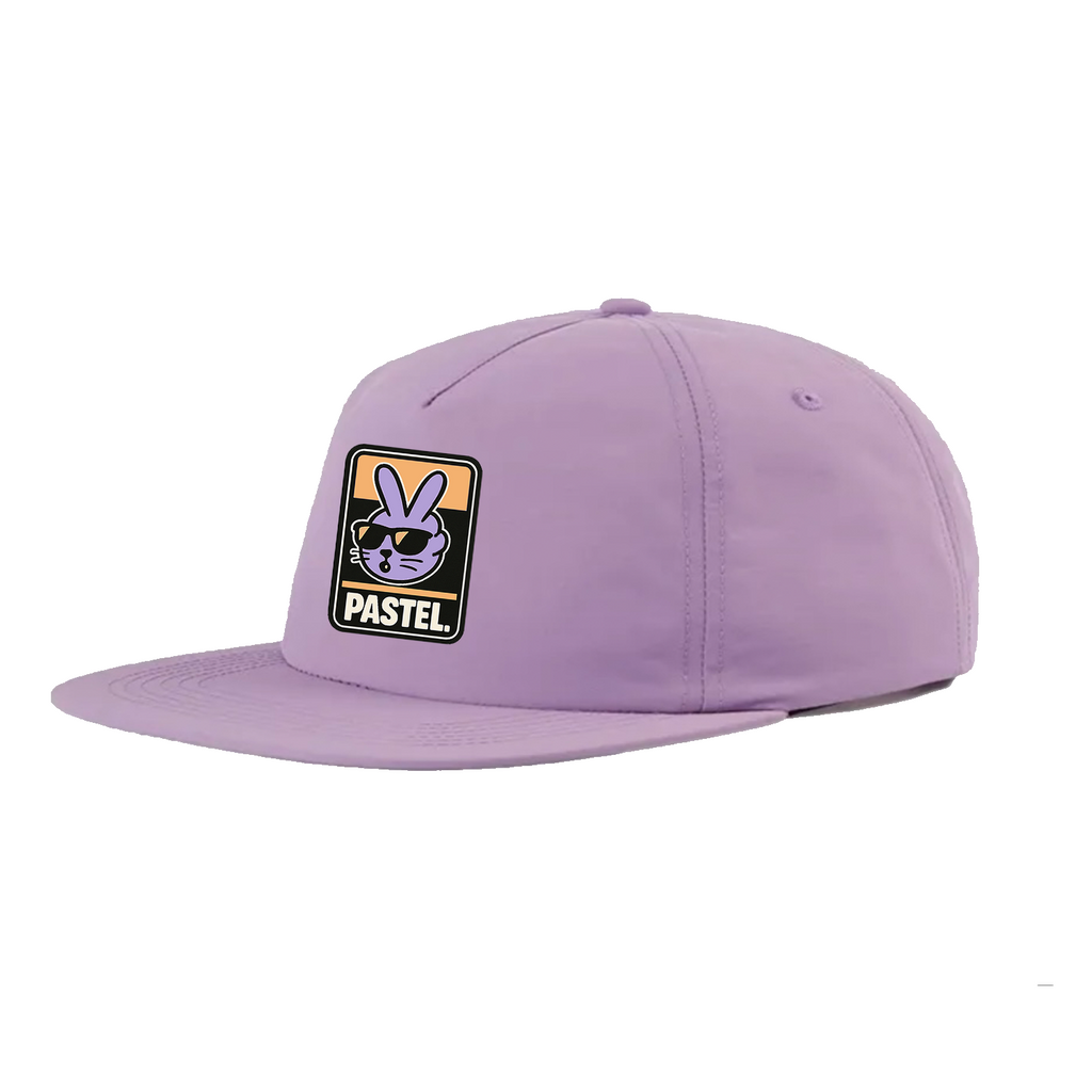 Pastel. Nylon Beach Hat (Lavender/Black/Tan)